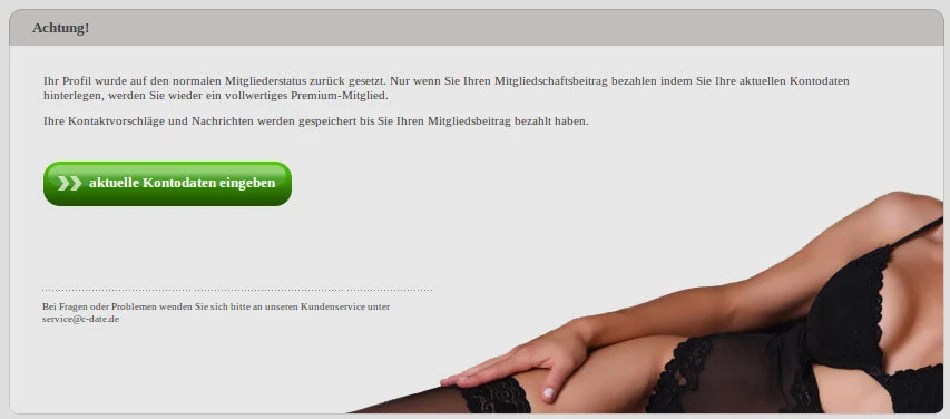 C-date vertröstet einem nach der Kündigung mit einem schönen Bild.